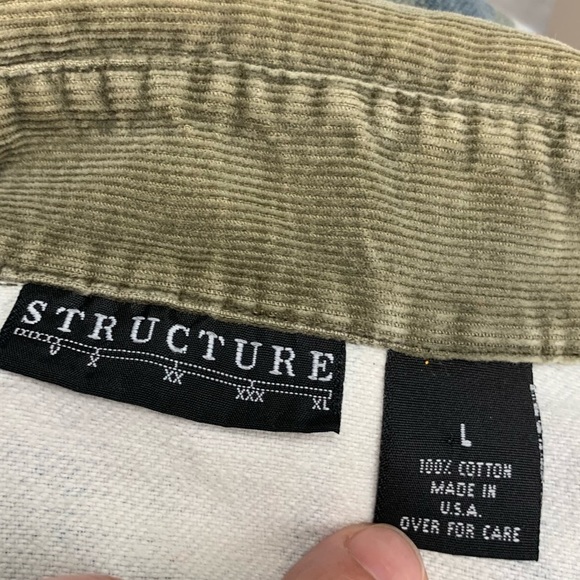 Structure blue plaid polo rugby shirt with a corduroy collar. Size L - Picture 3 of 4